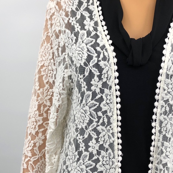 Mauve Cream Long Lace Cardigan Size XLarge - Picture 4 of 8